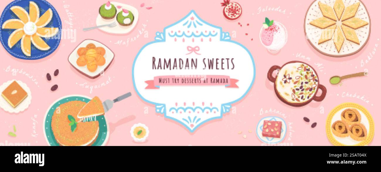 Dessert del Ramadan mediorientale Illustrazione Vettoriale