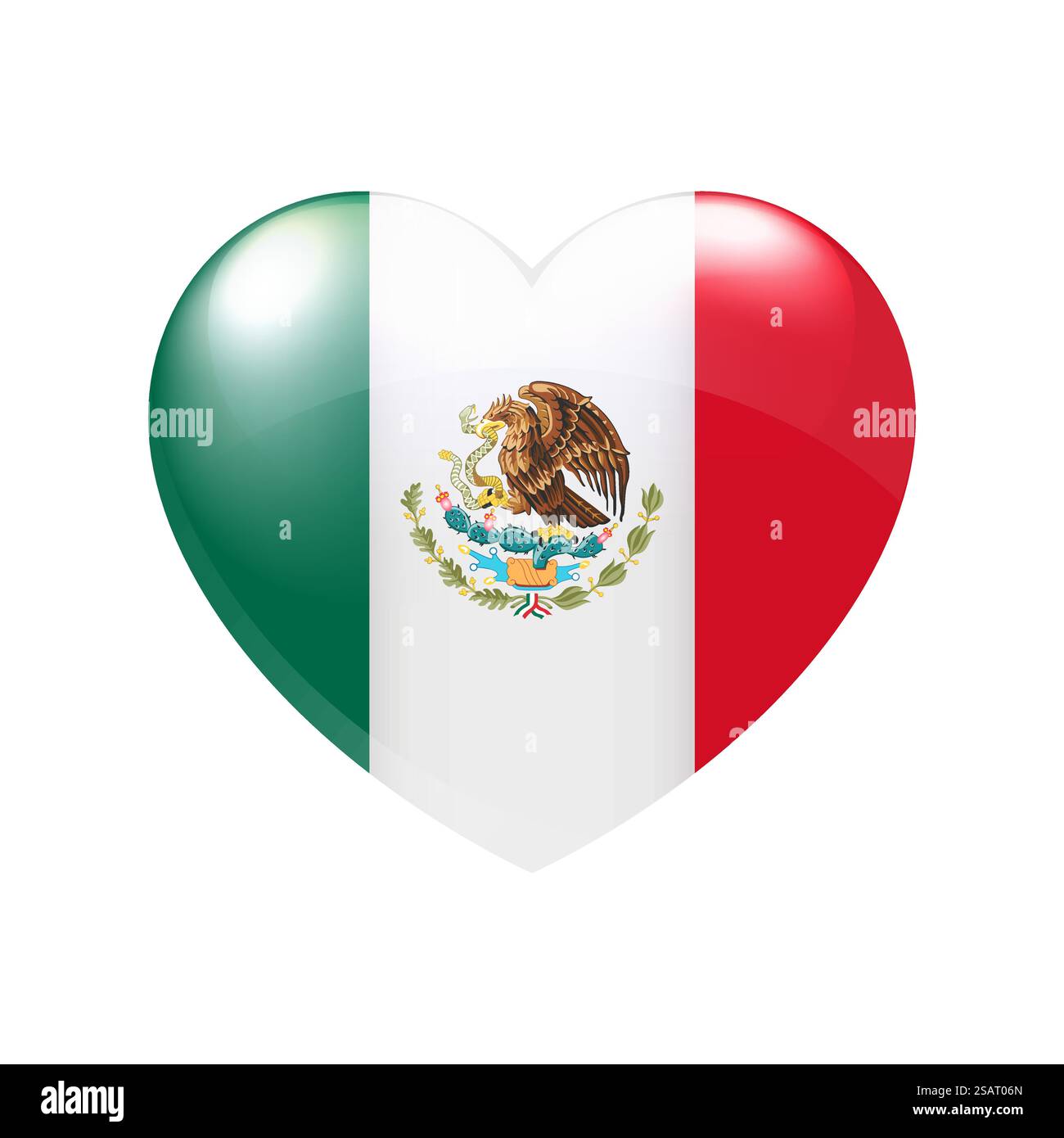 Bandiera del Messico nel cuore. Simbolo messicano vettore. Simbolo d'amore per il paese. Illustrazione isolata eps10 Illustrazione Vettoriale