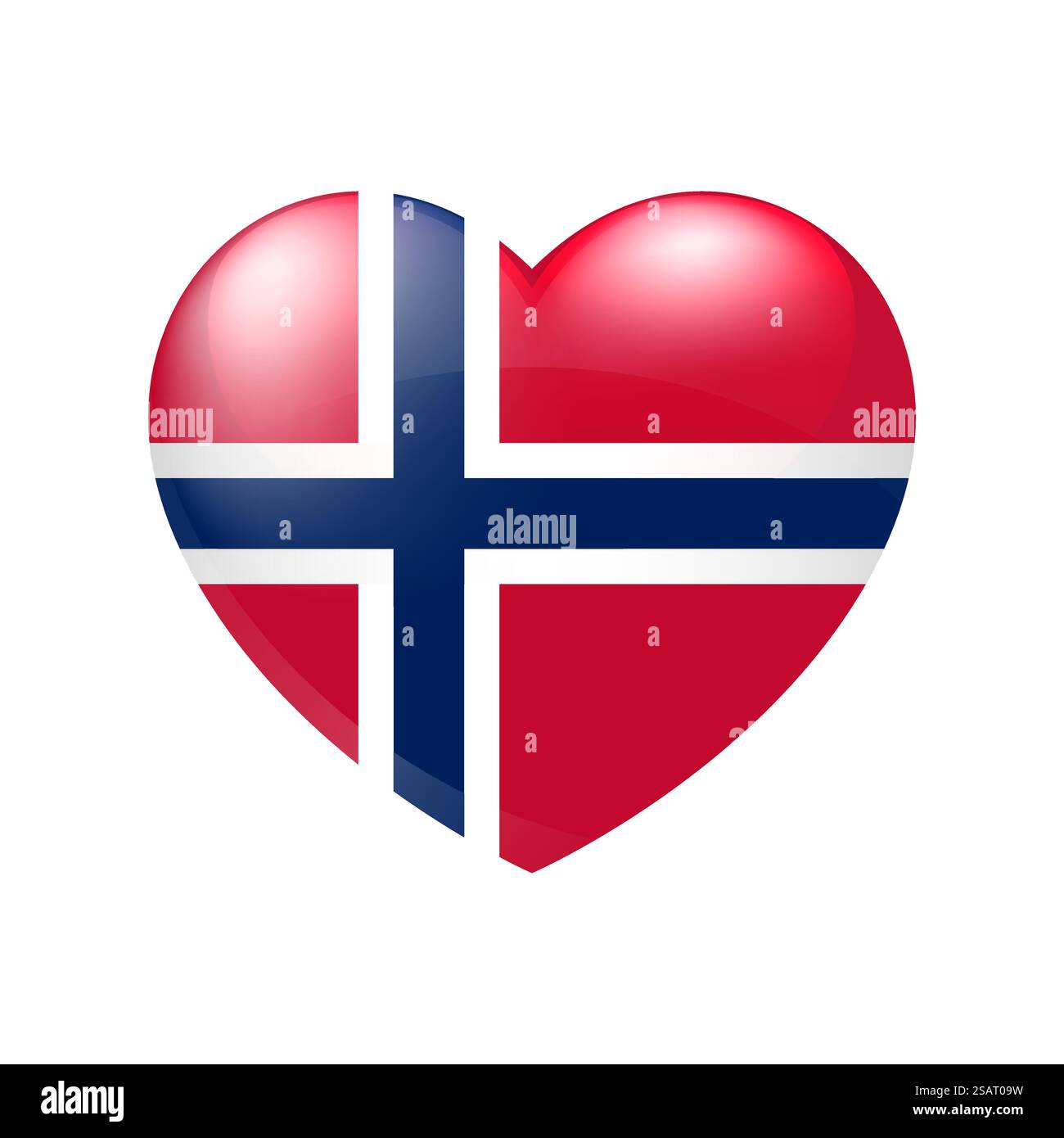 Bandiera della Norvegia nel cuore. Icona del simbolo vettoriale. Simbolo d'amore per il paese. Illustrazione isolata eps10 Illustrazione Vettoriale