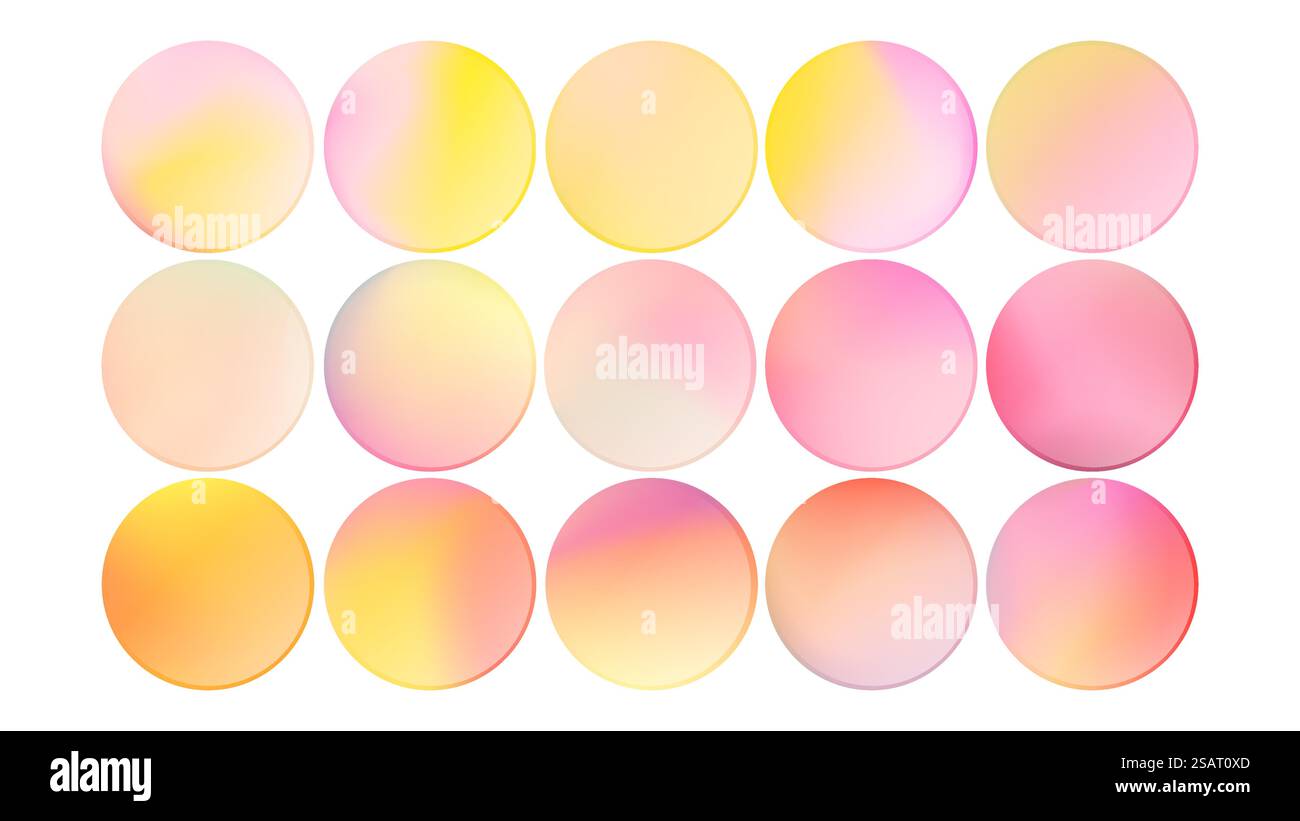 Set di vettori gradiente rosa. Striscioni rotondi con mesh colorata. Cerchi isolati per logo, etichetta, emblema e altri tuoi design EPS10 Illustrazione Vettoriale
