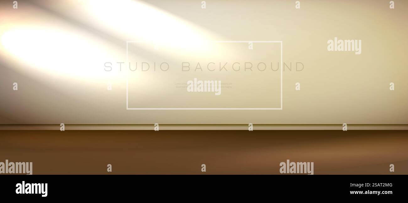 Sfondo studio camera vuota color pastello. Gradiente vettore astratto utilizzato per la visualizzazione dei prodotti. Camera beige vuota. Modello orizzontale per il progetto Illustrazione Vettoriale