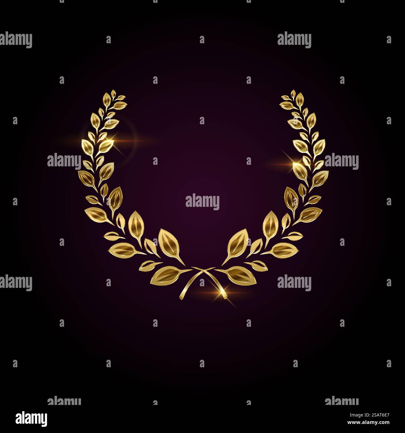 Corona vincitrice di rami di alloro illustrazione vettoriale realistica. Premio premium per il miglior modello 3d partecipante su sfondo scuro. Servizio VIP. Corona vincitrice dell'icona vettoriale realistica di laurel Branches Illustrazione Vettoriale