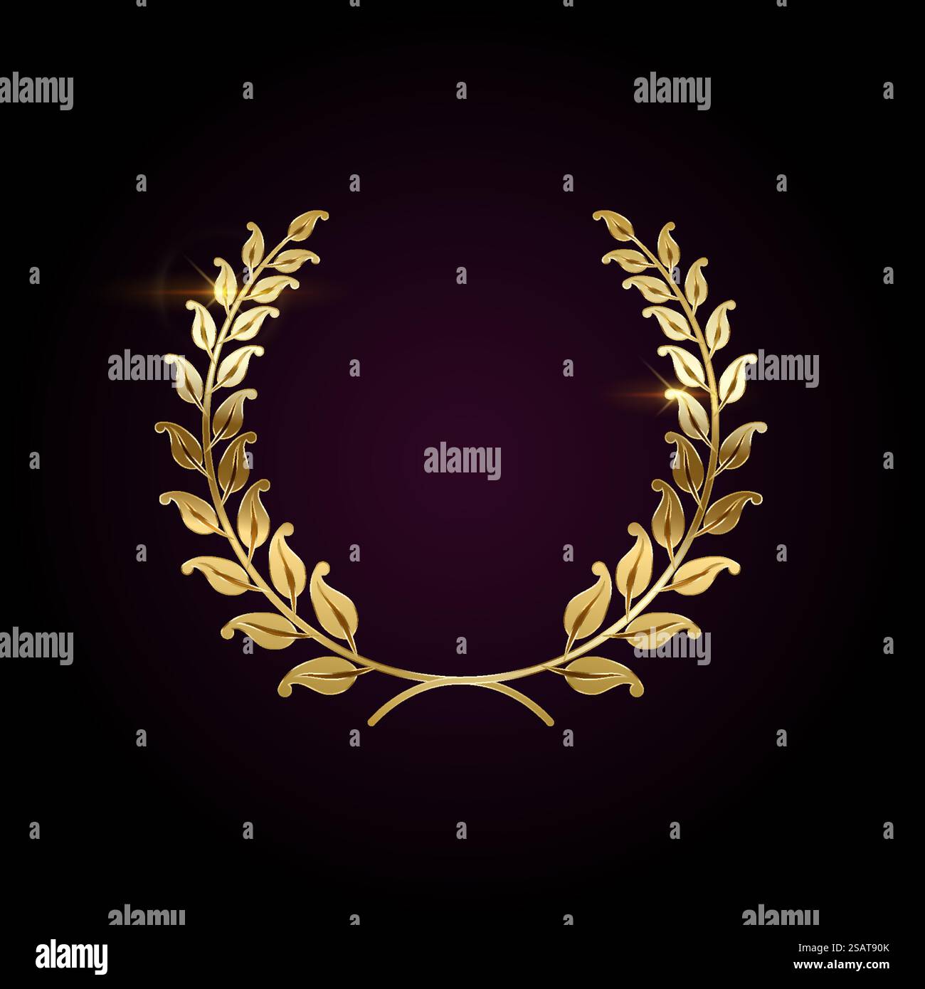 Corona vincitrice di rami di alloro illustrazione vettoriale realistica. Premio premium per il miglior modello 3d partecipante su sfondo scuro. Servizio VIP. Corona vincitrice dell'icona vettoriale realistica di laurel Branches Illustrazione Vettoriale