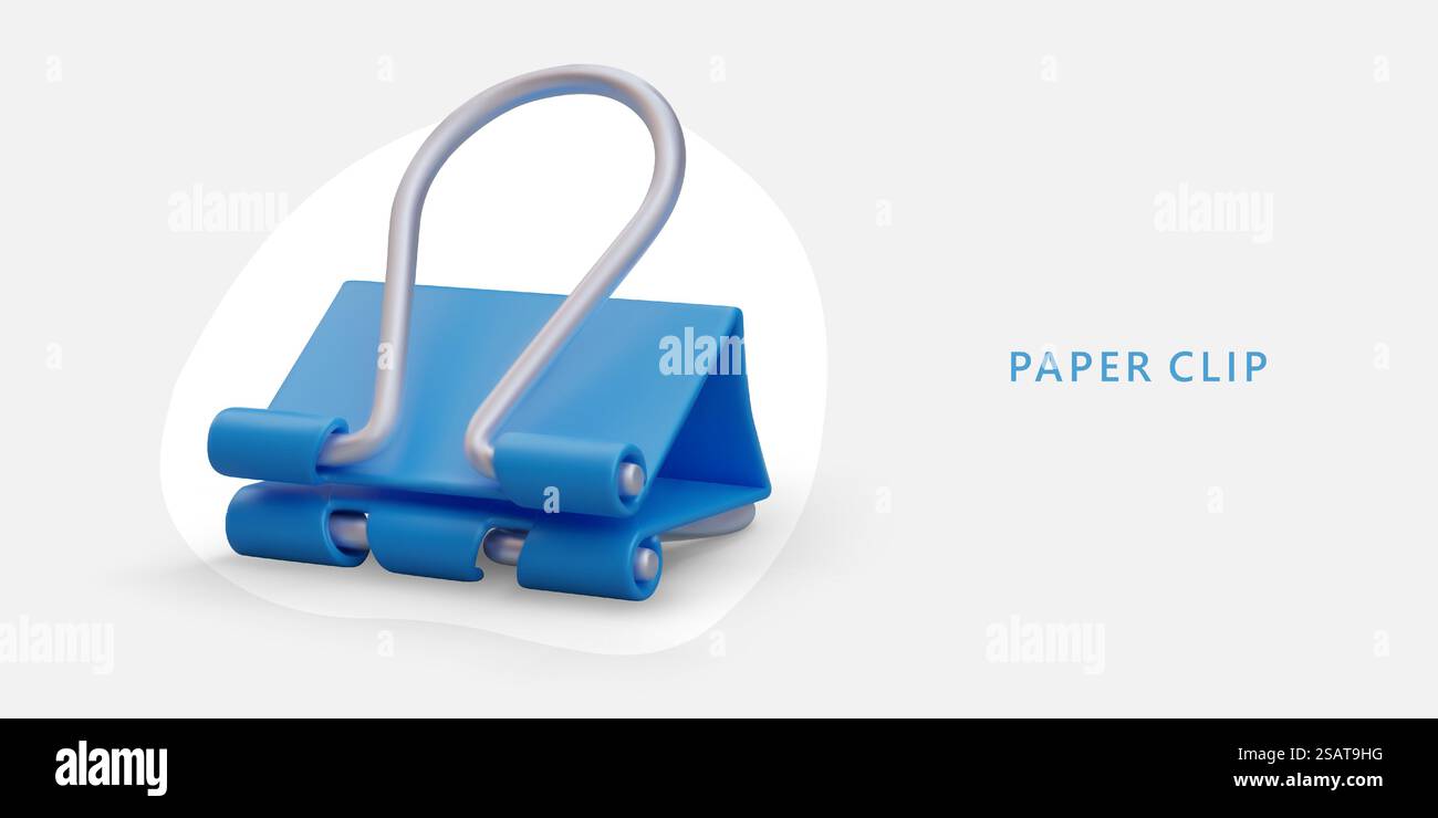 Fermo blu legante. Pubblicità di articoli di cancelleria. Archivio, archiviazione di documenti, documenti. Simbolo dell'attrezzatura. Poster a colori con spazio per il testo. Concetto vettoriale. Fermo blu legante. Pubblicità di articoli di cancelleria. Archivio, archiviazione di documenti, documenti Illustrazione Vettoriale