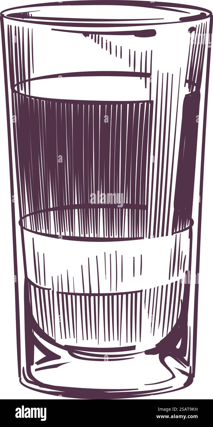 Schizzo del bicchiere da cocktail. Bevanda alcolica disegnata a mano isolata su sfondo bianco. Schizzo del bicchiere da cocktail. Bevanda alcolica disegnata a mano Illustrazione Vettoriale