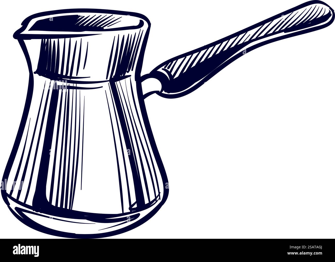 Schizzo Jezve. Disegno a inchiostro della caffettiera turca isolato su sfondo bianco. Schizzo Jezve. Disegno a inchiostro della caffettiera turca Illustrazione Vettoriale