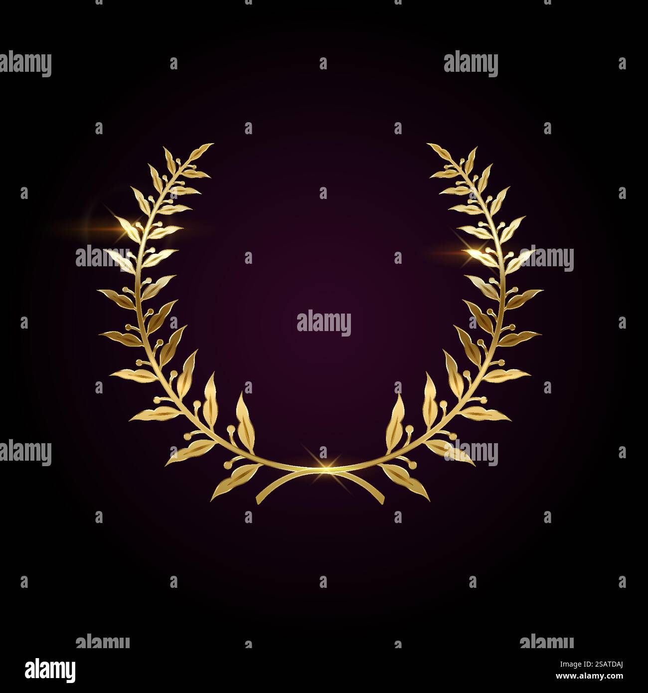 Corona vincitrice di rami di alloro illustrazione vettoriale realistica. Premio premium per il miglior modello 3d partecipante su sfondo scuro. Servizio VIP. Corona vincitrice dell'icona vettoriale realistica di laurel Branches Illustrazione Vettoriale