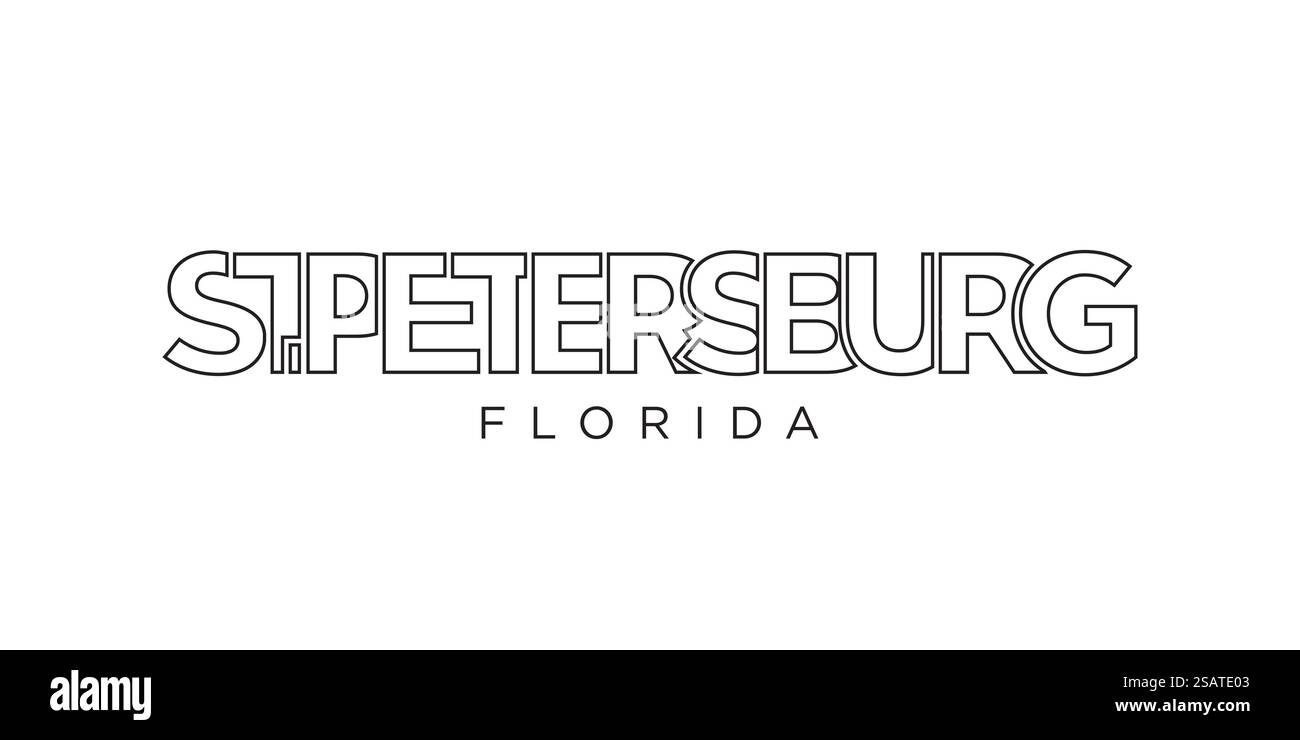 St. Petersburg, Florida, USA tipografia slogan design. Logo America con scritta City per stampa e prodotti Web. St. Petersburg, Florida, USA tipografia slogan design. Logo America con scritta City grafica per stampa e web. Illustrazione Vettoriale