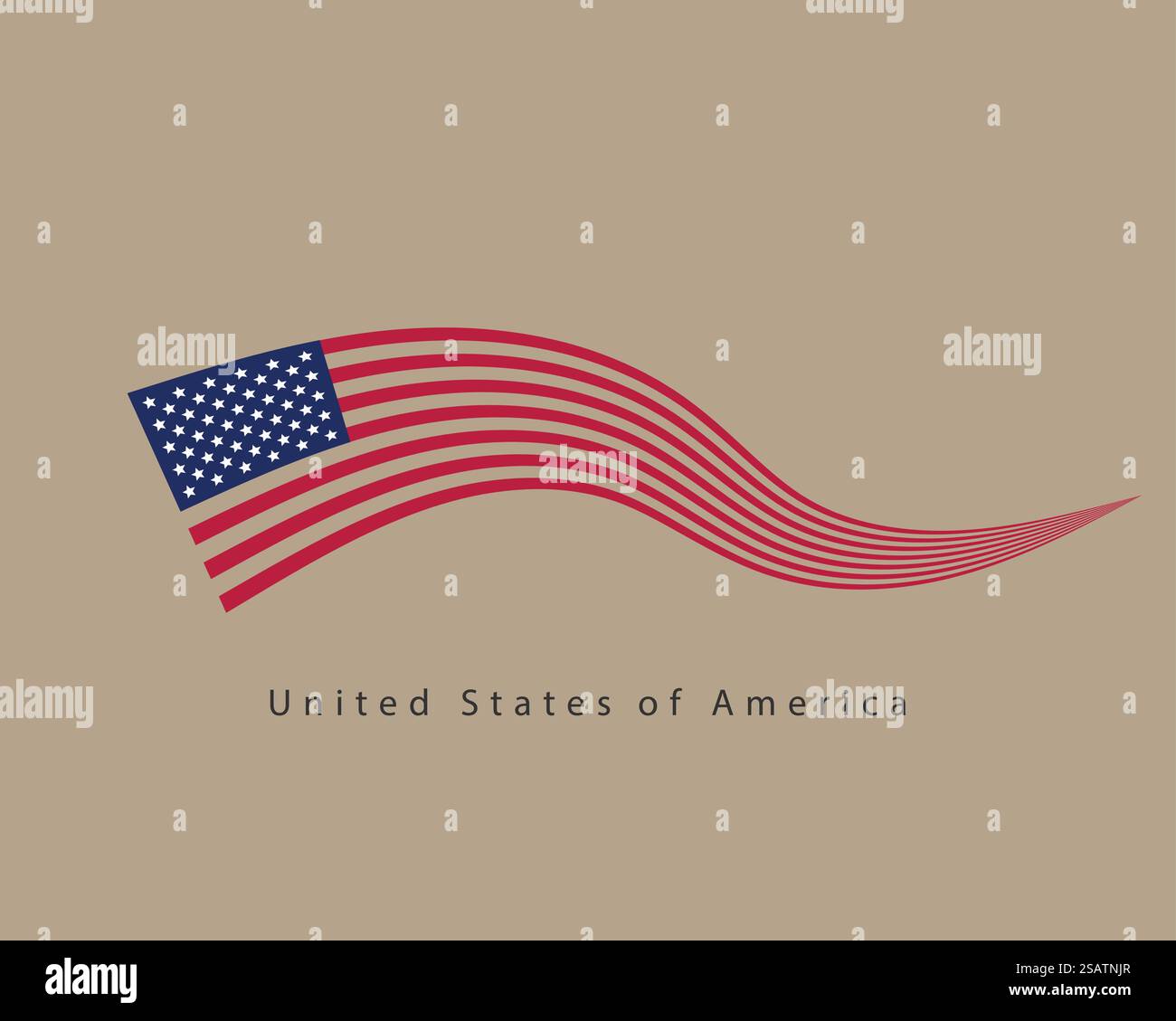 Vettore di bandiera USA. Simbolo degli Stati Uniti d'America di stile moderno. Elemento di disegno americano del banner. Illustrazione Vettoriale