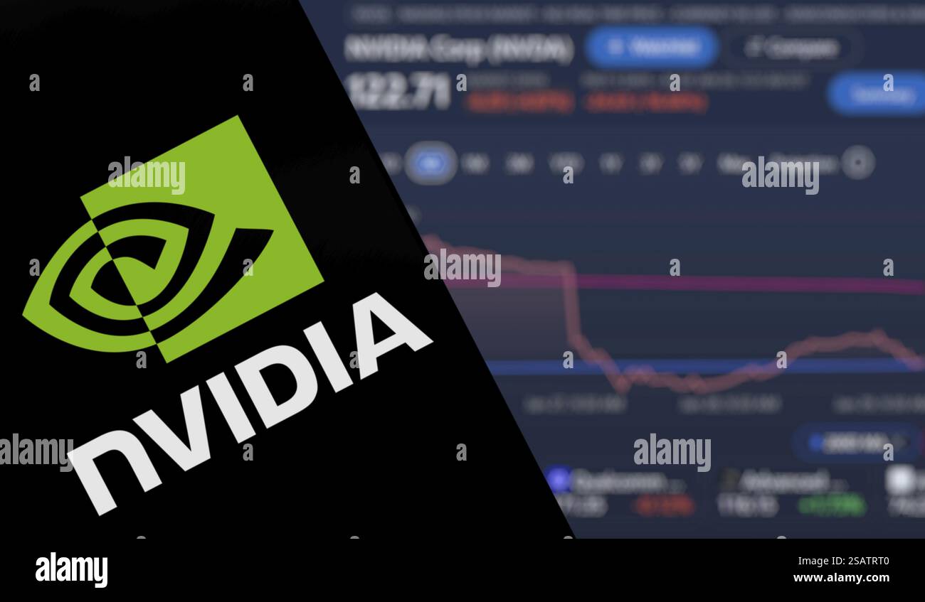 Il logo NVIDIA viene visualizzato sull'iPad Foto Stock