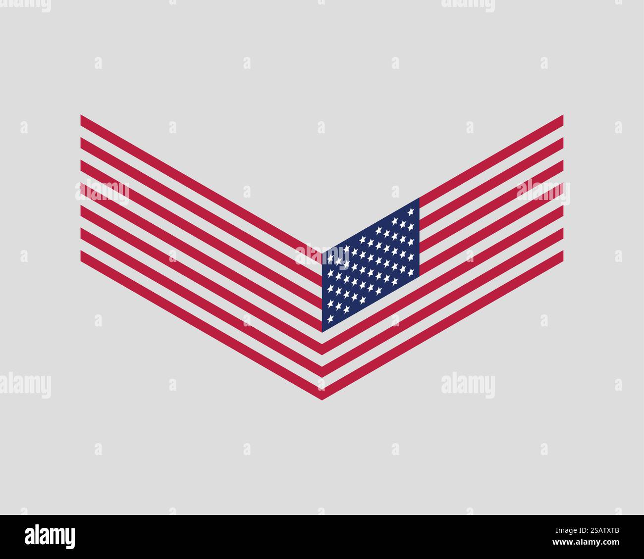 Vettore di bandiera USA. Simbolo degli Stati Uniti d'America di stile moderno. Elemento di disegno americano del banner. Illustrazione Vettoriale