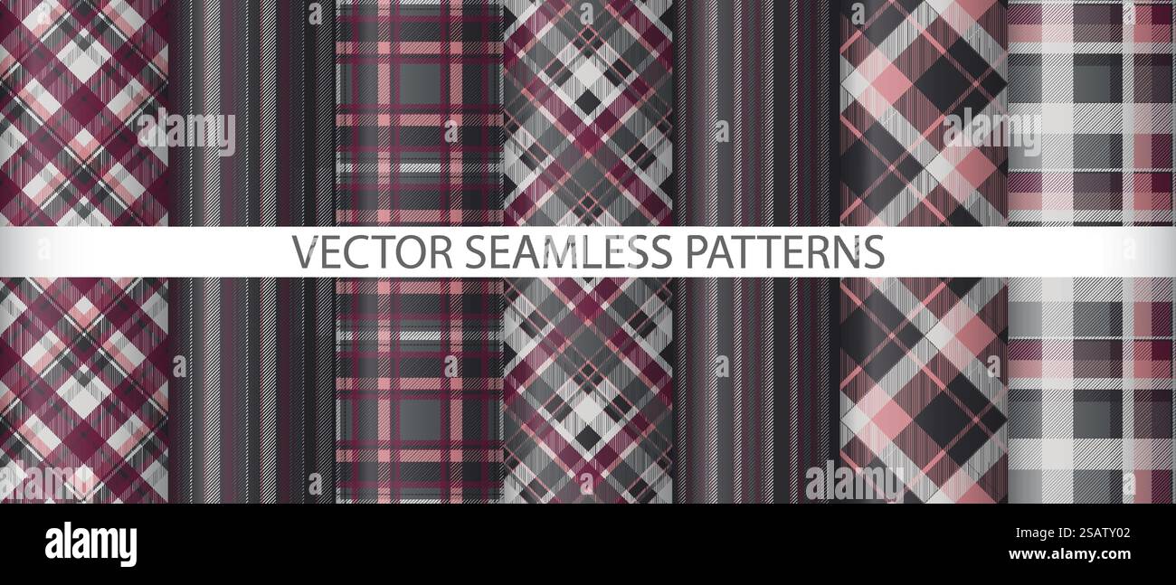 Impostare il tartan vettoriale della trama. Tessuto senza cuciture. Collezione di sottofondi a quadri in tessuto. Illustrazione Vettoriale