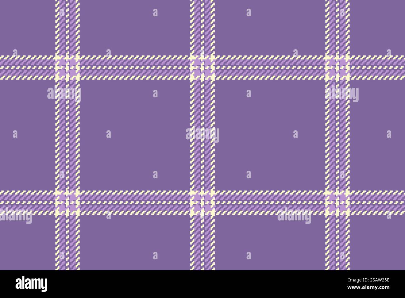 Tessuto Hunter a quadri, motivo a quadri senza cuciture anni '70. Vivace texture vettoriale tartan in colori viola e chiffon al limone. Illustrazione Vettoriale