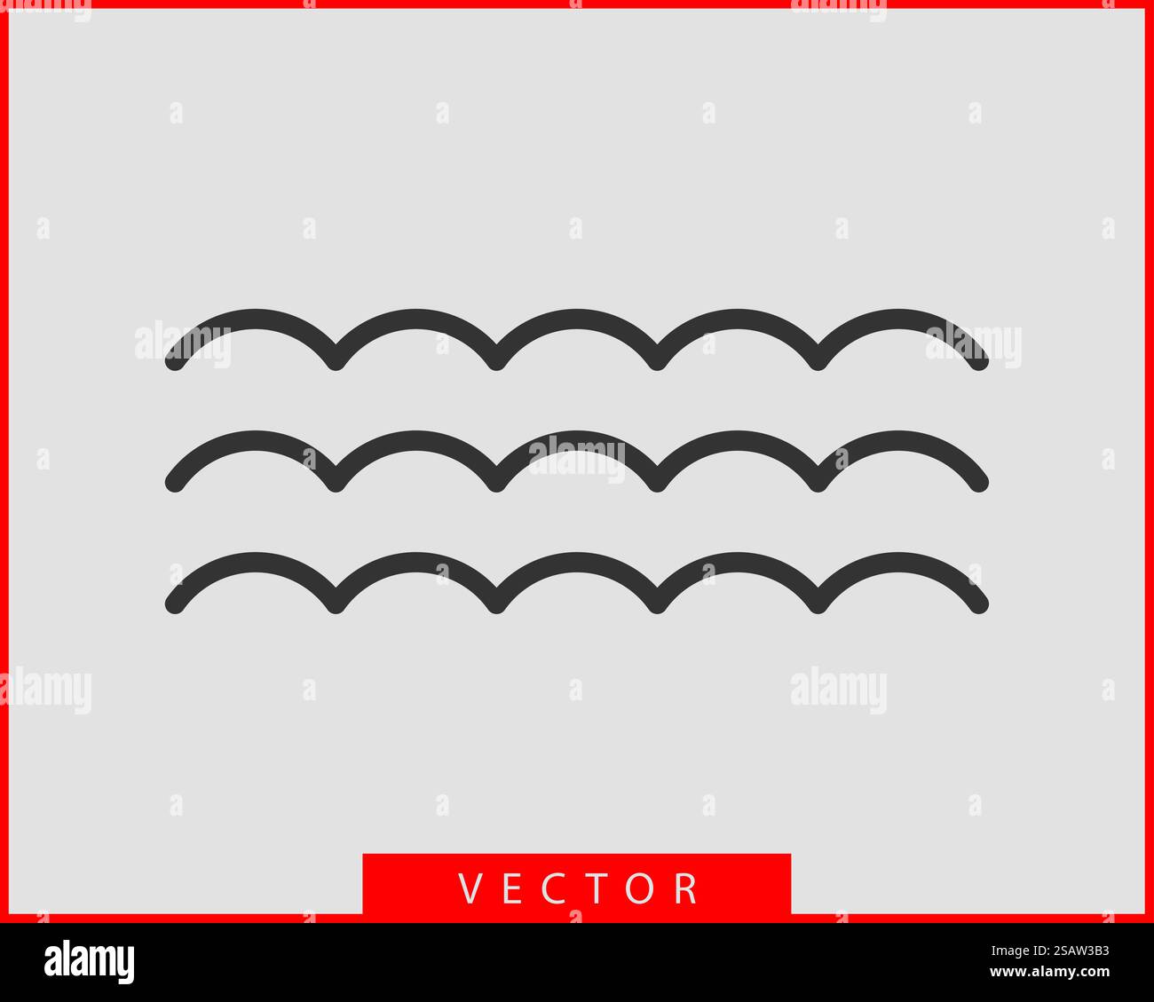 Onde di disegno vettoriale. Acqua icona dell'onda. Le linee ondulate isolato. Illustrazione Vettoriale
