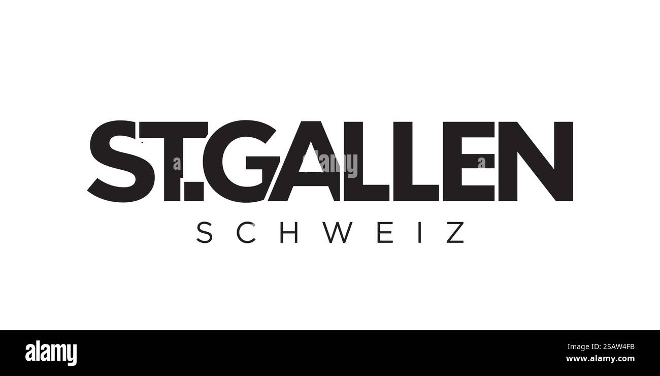 San Gallo in Svizzera emblema per stampa e web. Il design presenta uno stile geometrico, un'illustrazione vettoriale con caratteri tipografici in grassetto in caratteri moderni. Slogan grafico isolato su sfondo bianco. Illustrazione Vettoriale San Gallo in Svizzera emblema per stampa e web. Il design presenta uno stile geometrico, un'illustrazione vettoriale con caratteri tipografici in grassetto in caratteri moderni. Slogan grafico isolato su sfondo bianco. Illustrazione Vettoriale