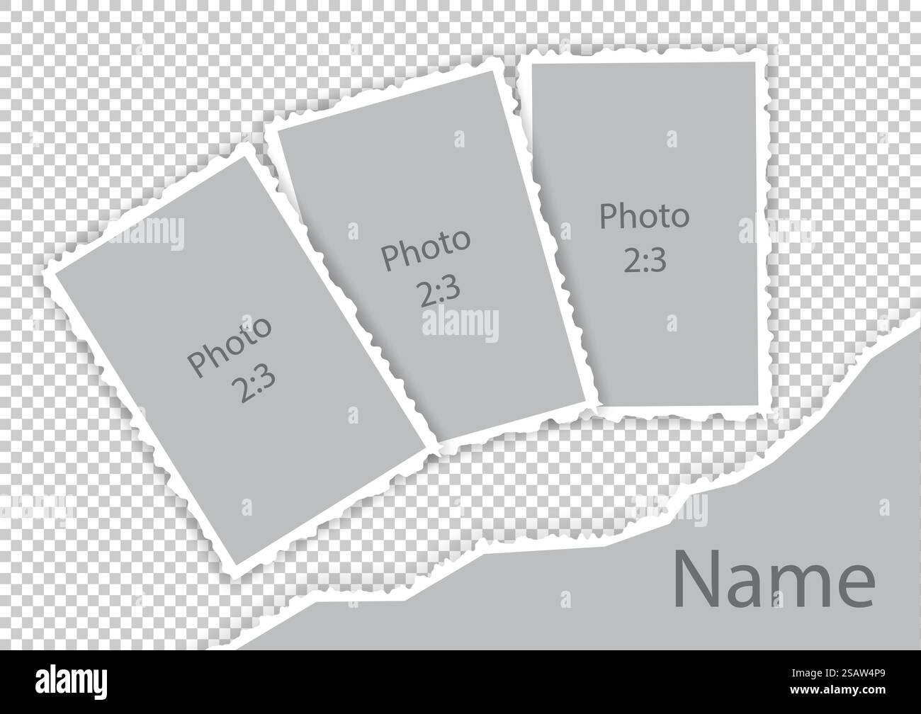 Modello cornici fotografiche stile carta bordi strappati. Illustrazione vettoriale. Modello cornici fotografiche stile carta bordi strappati Illustrazione Vettoriale