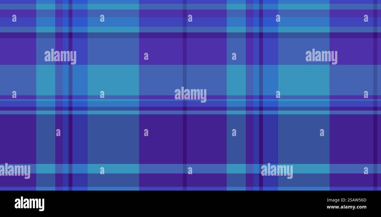 Tessuto morbido in tessuto tartan, plaid tech seamless. Trama del materiale vettore di sfondo in blu e indaco. Illustrazione Vettoriale