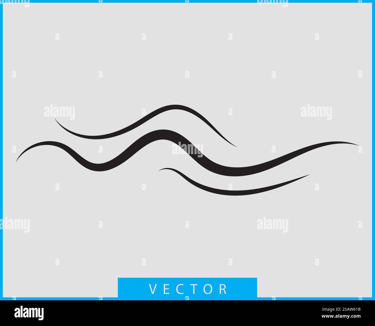 Onde di disegno vettoriale. Acqua icona dell'onda. Le linee ondulate isolato. Illustrazione Vettoriale