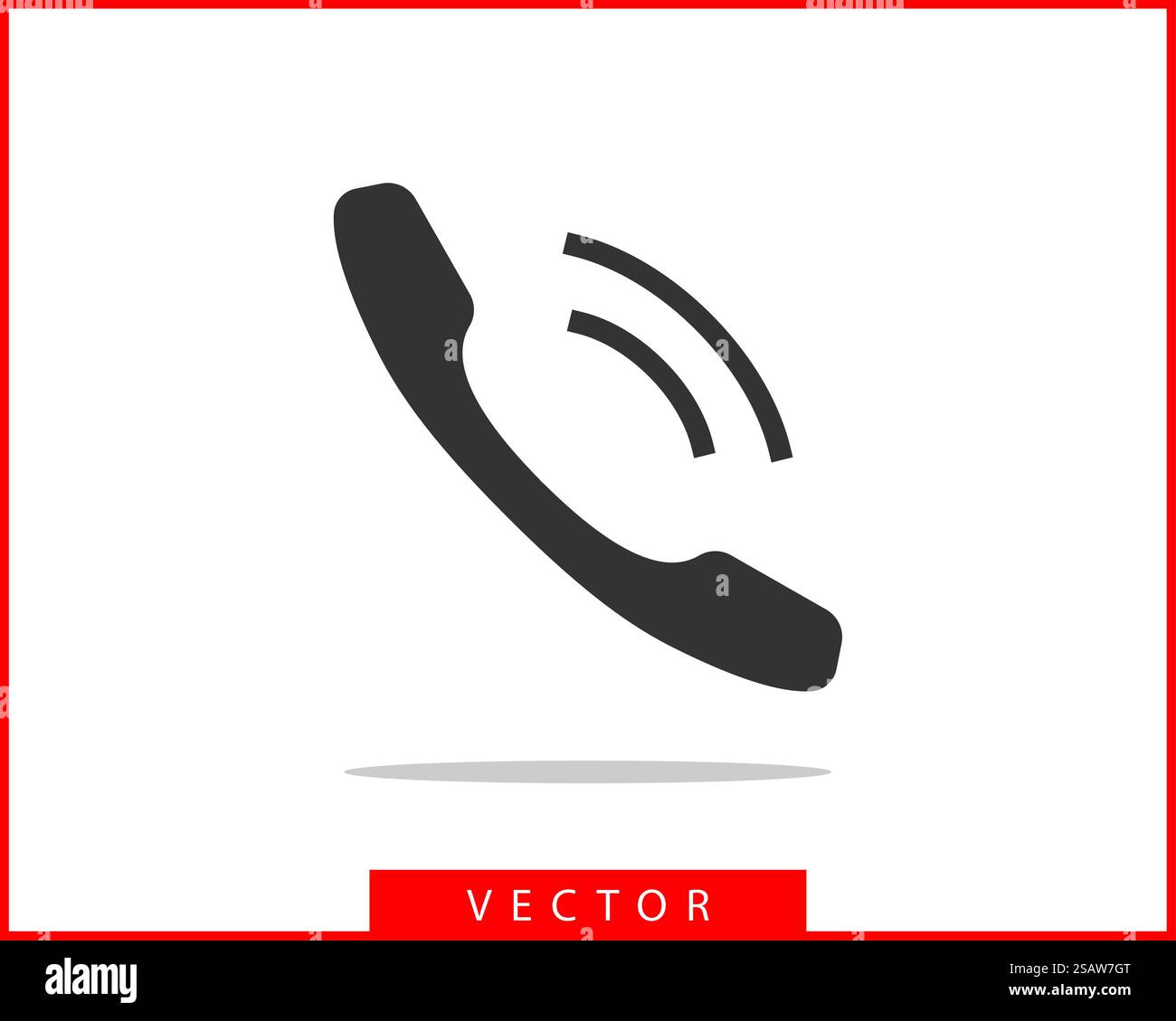 Icona del telefono illustrazione vettoriale. Call center app. Le icone del telefono alla moda stile piatto. Contattaci la linea silhouette. Illustrazione Vettoriale