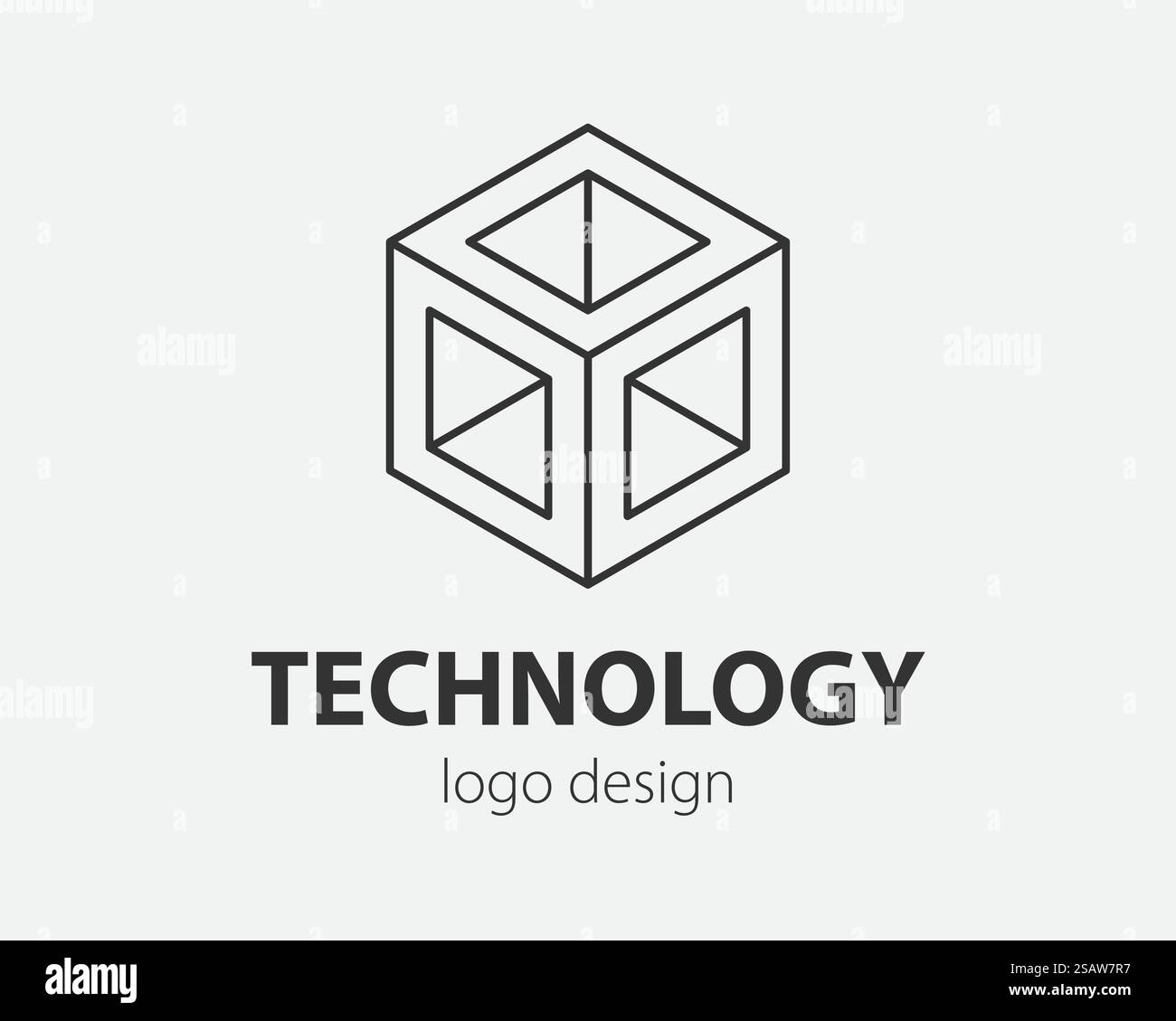 Block Logo design astratto tecnologia modello vettoriale di comunicazione stile lineare. Icona concetto logotipo Internet di intelligence.. Design della linea del logo tecnologico. Logotipo per azienda digitale. Illustrazione Vettoriale