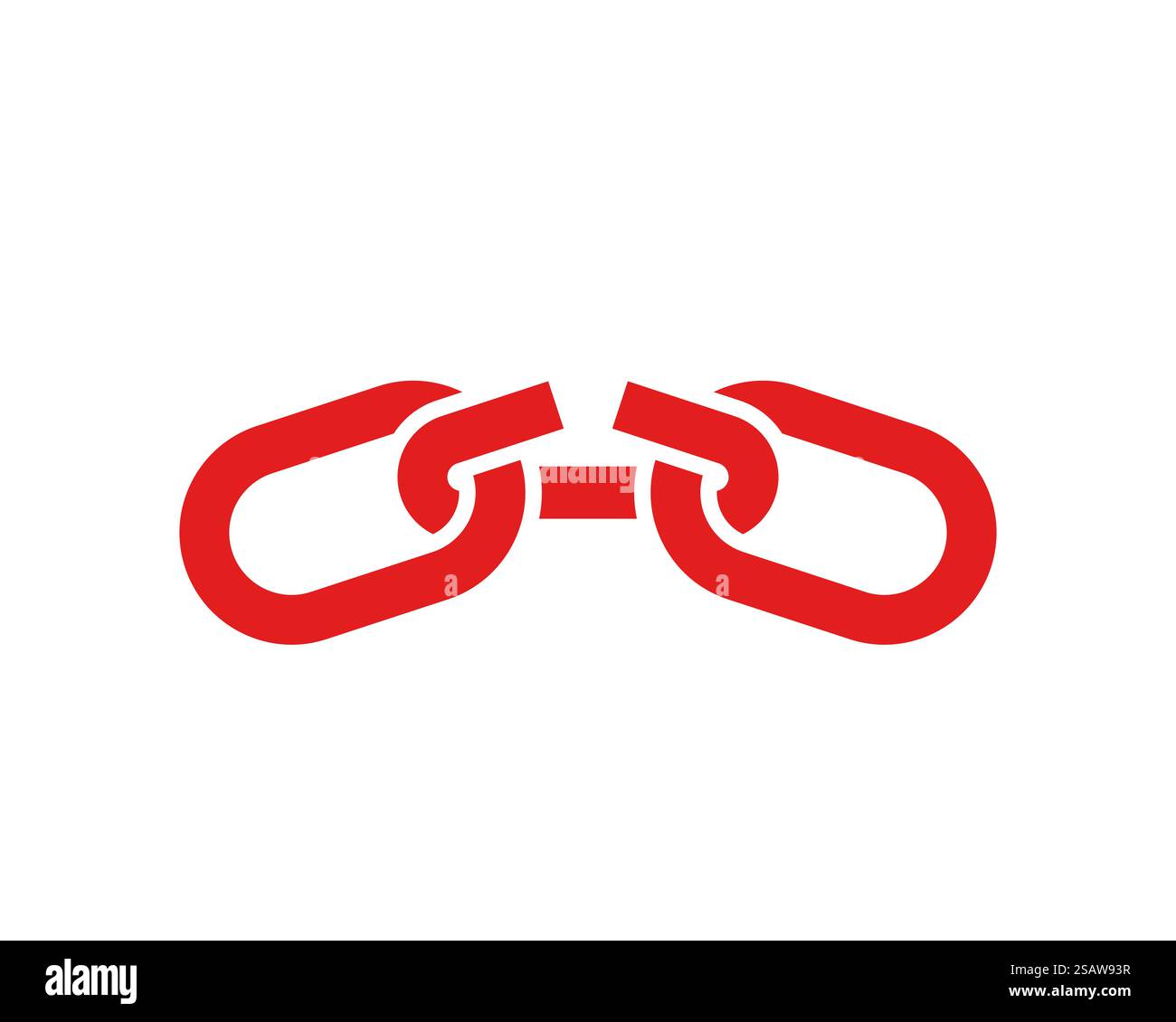 Catena rotta come simbolo del cambio di schiavitù in libertà. Icona rossa isolata. Catena rotta come simbolo del cambio di schiavitù in libertà. Illustrazione Vettoriale