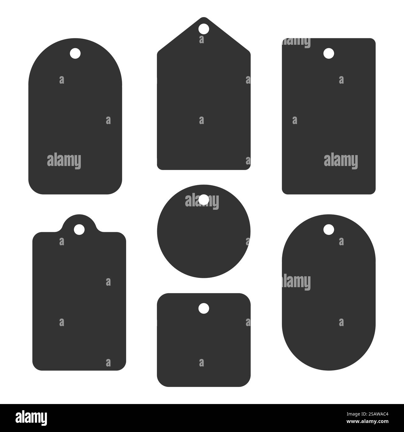 Un set di etichette di varie forme. Sagoma vettoriale dell'etichetta per il mercato o il prezzo. Illustrazione Vettoriale