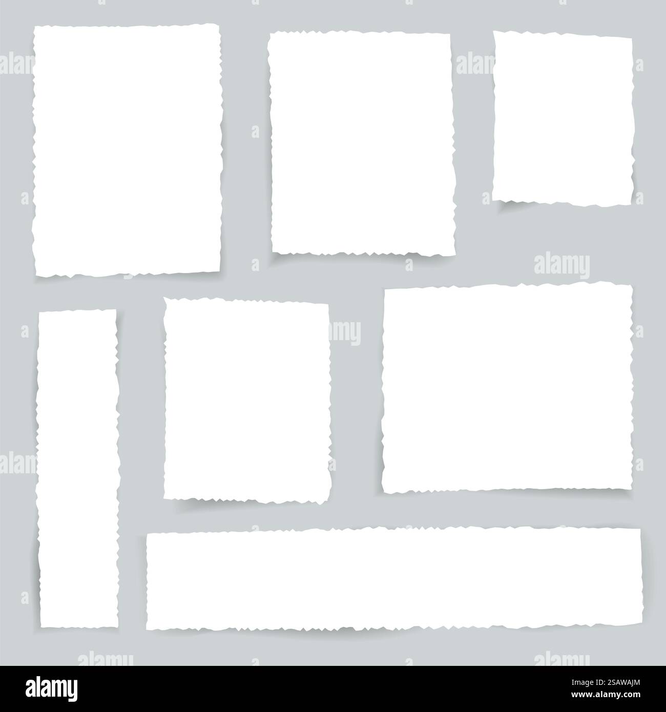 Set di carta con bordi strappati. Illustrazione vettoriale. Illustrazione Vettoriale