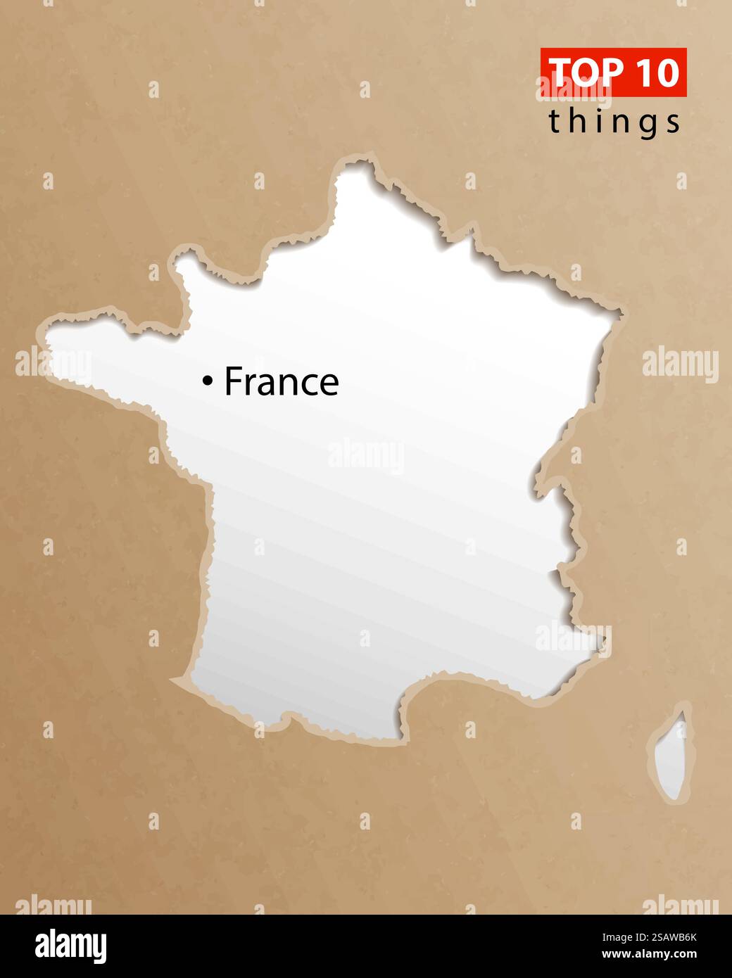 Mappa della Francia sulla carta artigianale. Modello per infografiche. Viaggi creativi e concetto di business. Illustrazione vettoriale. Mappa della Francia sulla carta artigianale. Modello per infografiche. Viaggi creativi e concetto di business. Illustrazione Vettoriale