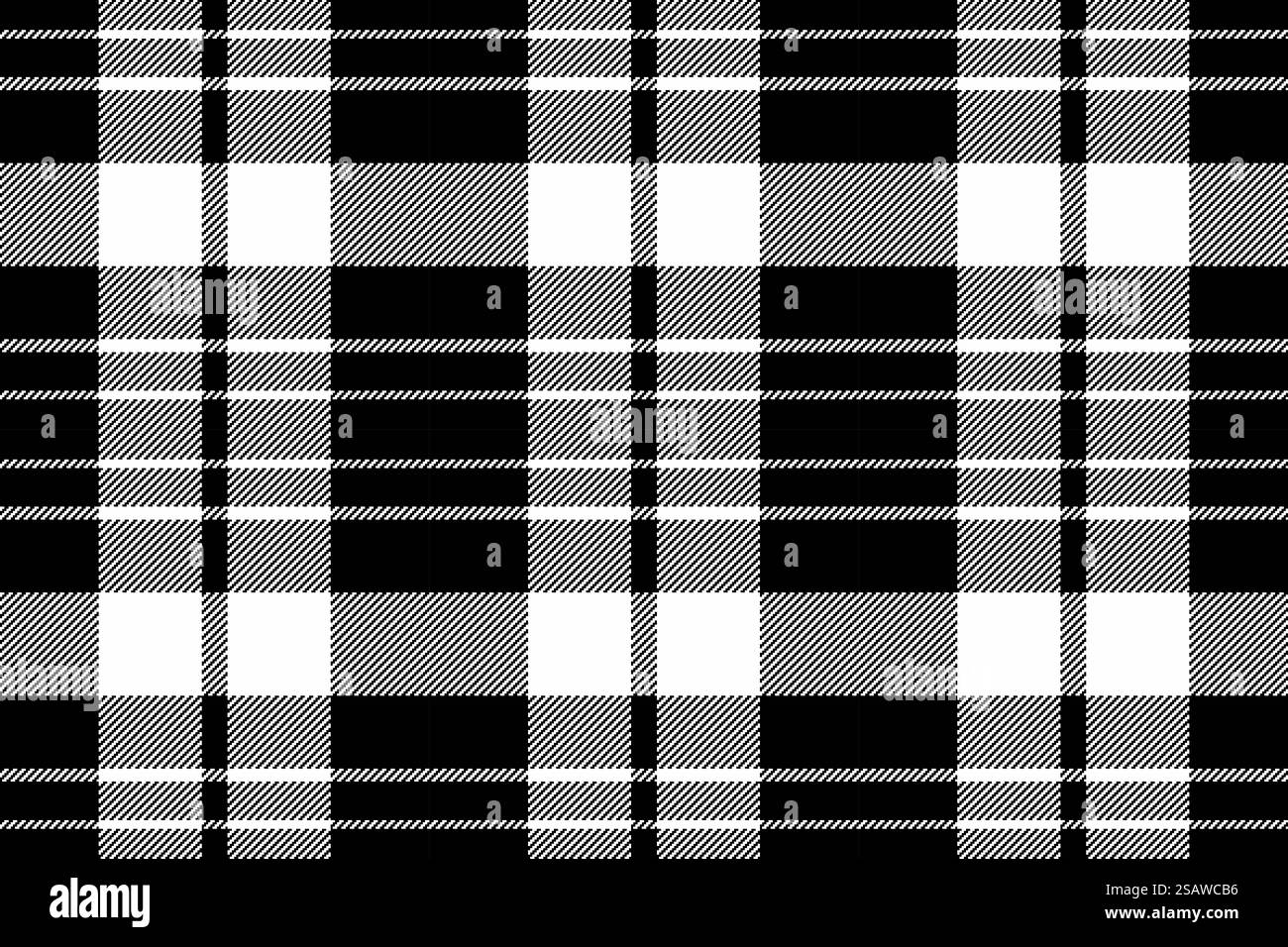 Motivo di fondo in tessuto senza cuciture con un tessuto tartan vettoriale a quadri nei colori bianco e nero. Illustrazione Vettoriale