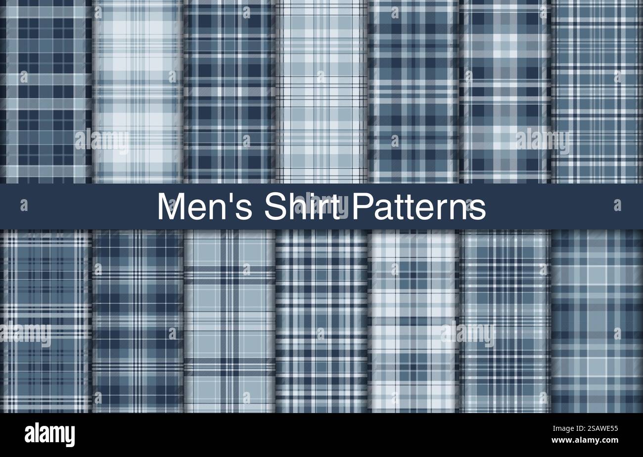 Collezione uomo a quadri, design in tessuto, motivo in tessuto a scacchi per camicia, abito, vestito, stampa di carta da imballaggio, invito e carta regalo. Pacchetti uomo a quadri, design tessile, motivo a scacchi per camicia, abito, vestito, stampa di carta da imballaggio, invito e carta regalo. Illustrazione Vettoriale