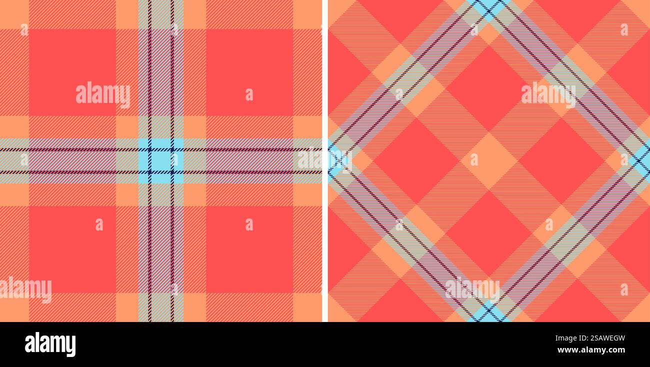 Tessuto a quadri in tessuto senza cuciture con motivo di sfondo vettoriale. Impostare i colori spaziali. Tendenze moda di ottobre. Illustrazione Vettoriale