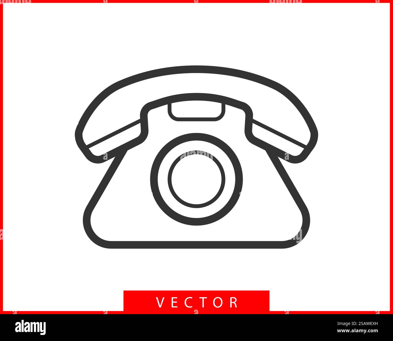 Icona del telefono illustrazione vettoriale. Call center app. Le icone del telefono alla moda stile piatto. Contattaci la linea silhouette. Illustrazione Vettoriale