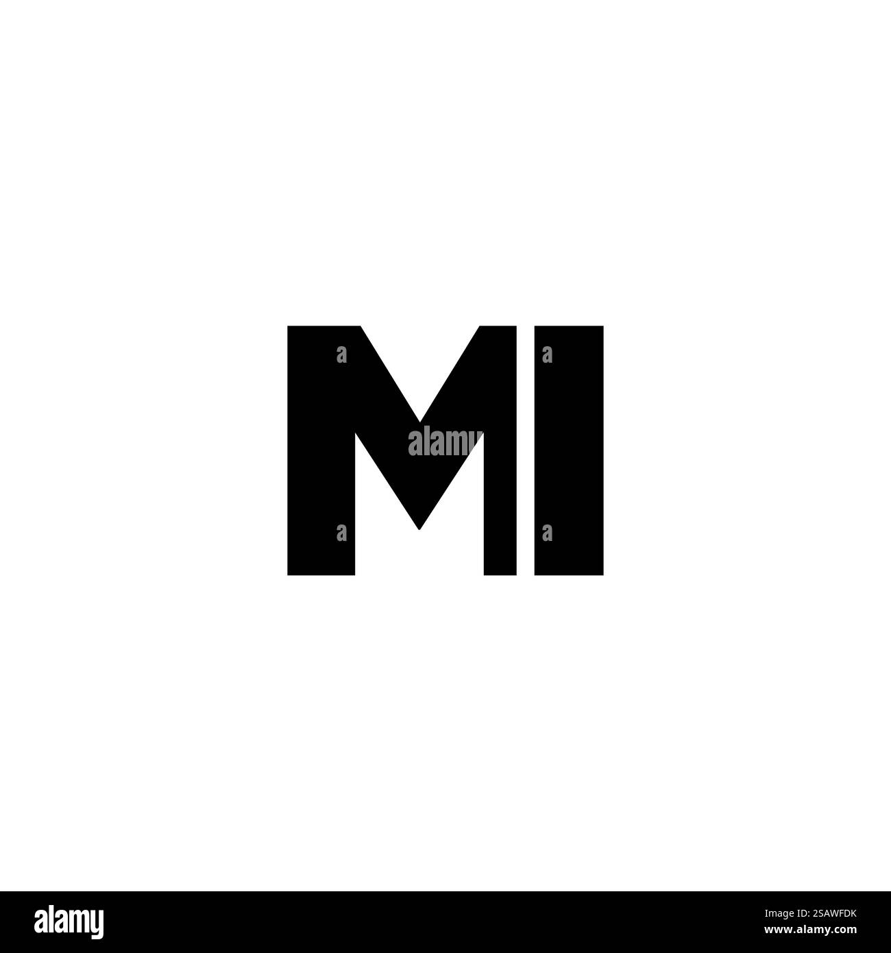 Modello di design del logo Letter M e i, mi alla moda. Logotipo minimo basato su un monogramma iniziale per l'identità dell'azienda. Illustrazione Vettoriale