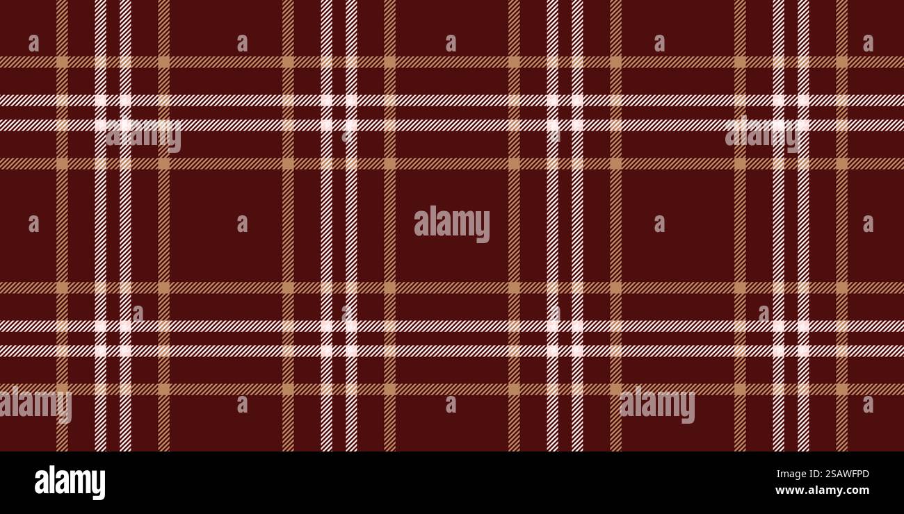 Piumino a quadri in tessuto vettoriale pieghevole e senza cuciture. Tessuto tartan con motivo a base di carta di colore rosso e arancione. Illustrazione Vettoriale