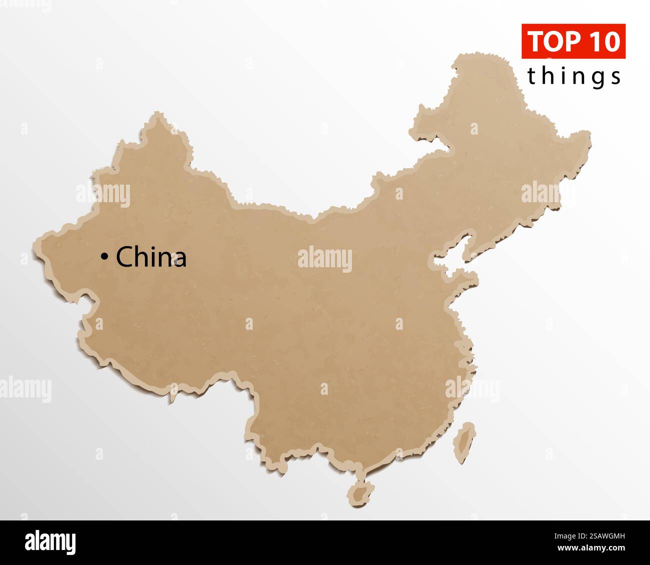 Mappa della Cina sulla trama della carta artigianale. Modello per infografiche. Viaggi creativi e concetto di business. Illustrazione vettoriale. Mappa della Cina sulla trama della carta artigianale. Modello per infografiche. Viaggi creativi e concetto di business. Illustrazione Vettoriale