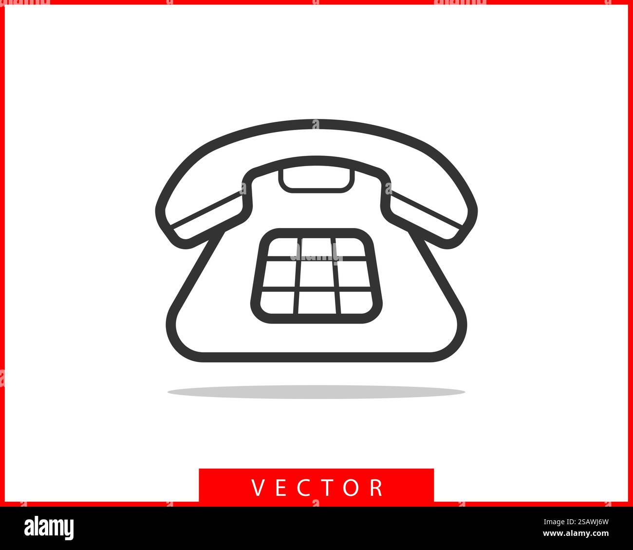 Icona del telefono illustrazione vettoriale. Call center app. Le icone del telefono alla moda stile piatto. Contattaci la linea silhouette. Illustrazione Vettoriale