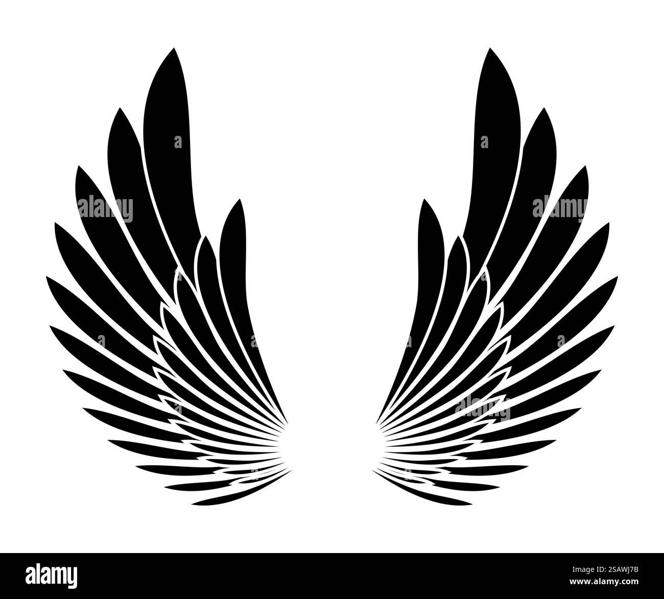 Wings Black silhouette tatuaggio elemento di design templete. Illustrazione vettoriale. Wings Black silhouette tatuaggio elemento di design templete Illustrazione Vettoriale
