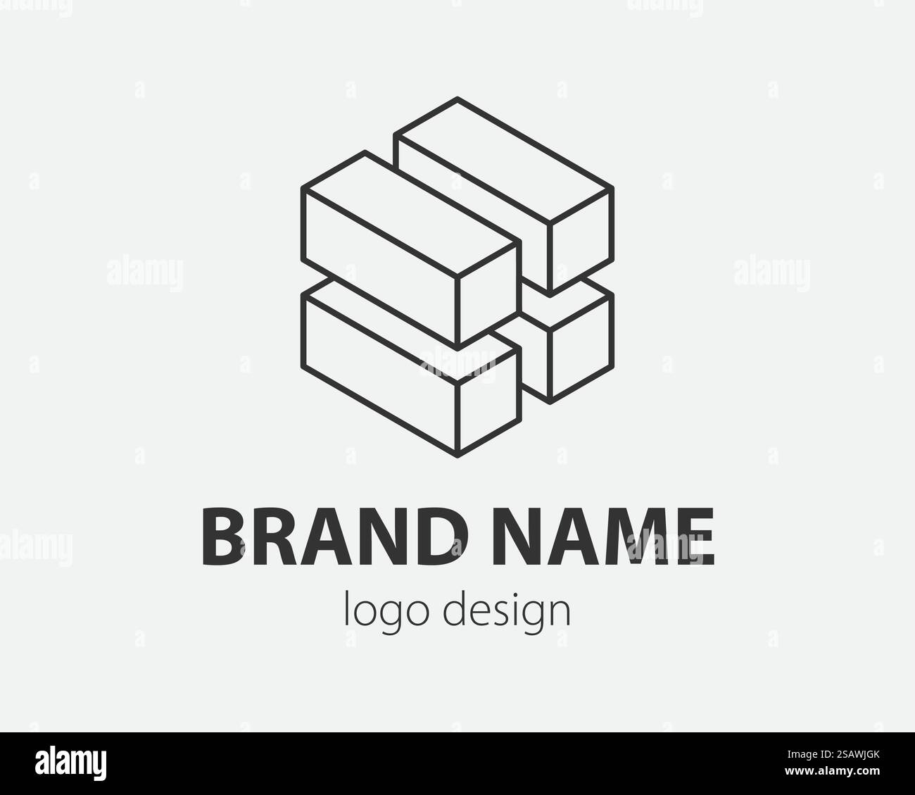 Block Logo design astratto tecnologia modello vettoriale di comunicazione stile lineare. Icona concetto logotipo Internet di intelligence.. Design della linea del logo tecnologico. Logotipo per azienda digitale. Illustrazione Vettoriale