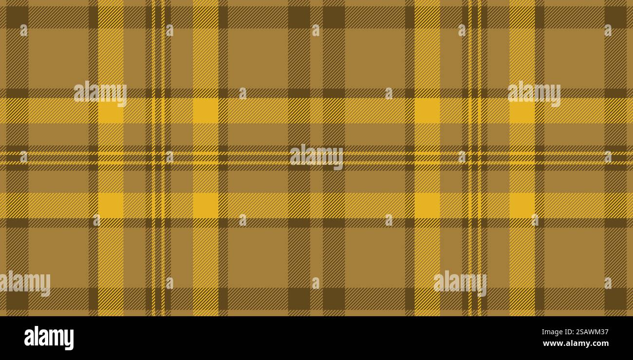 Tessuto di fondo orizzontale a quadri, elegante trama tartan vettoriale. Motivo tessile irlandese senza cuciture in colore ambra colon. Illustrazione Vettoriale
