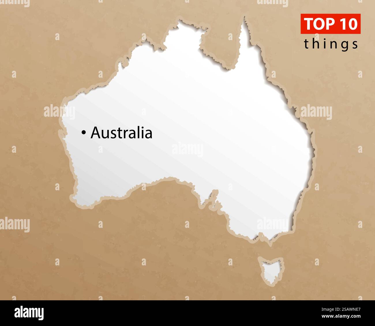 Mappa dell'Australia su carta artigianale. Modello per infografiche. Viaggi creativi e concetto di business. Illustrazione vettoriale. Mappa dell'Australia su carta artigianale. Modello per infografiche. Viaggi creativi e concetto di business. Illustrazione Vettoriale