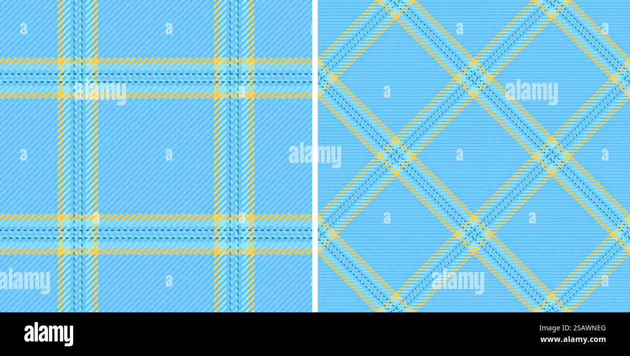 Motivo tartan senza cuciture di tessuto vettoriale di sfondo con un set di tessuti a quadri con texture a quadri in colori felici. Illustrazione Vettoriale