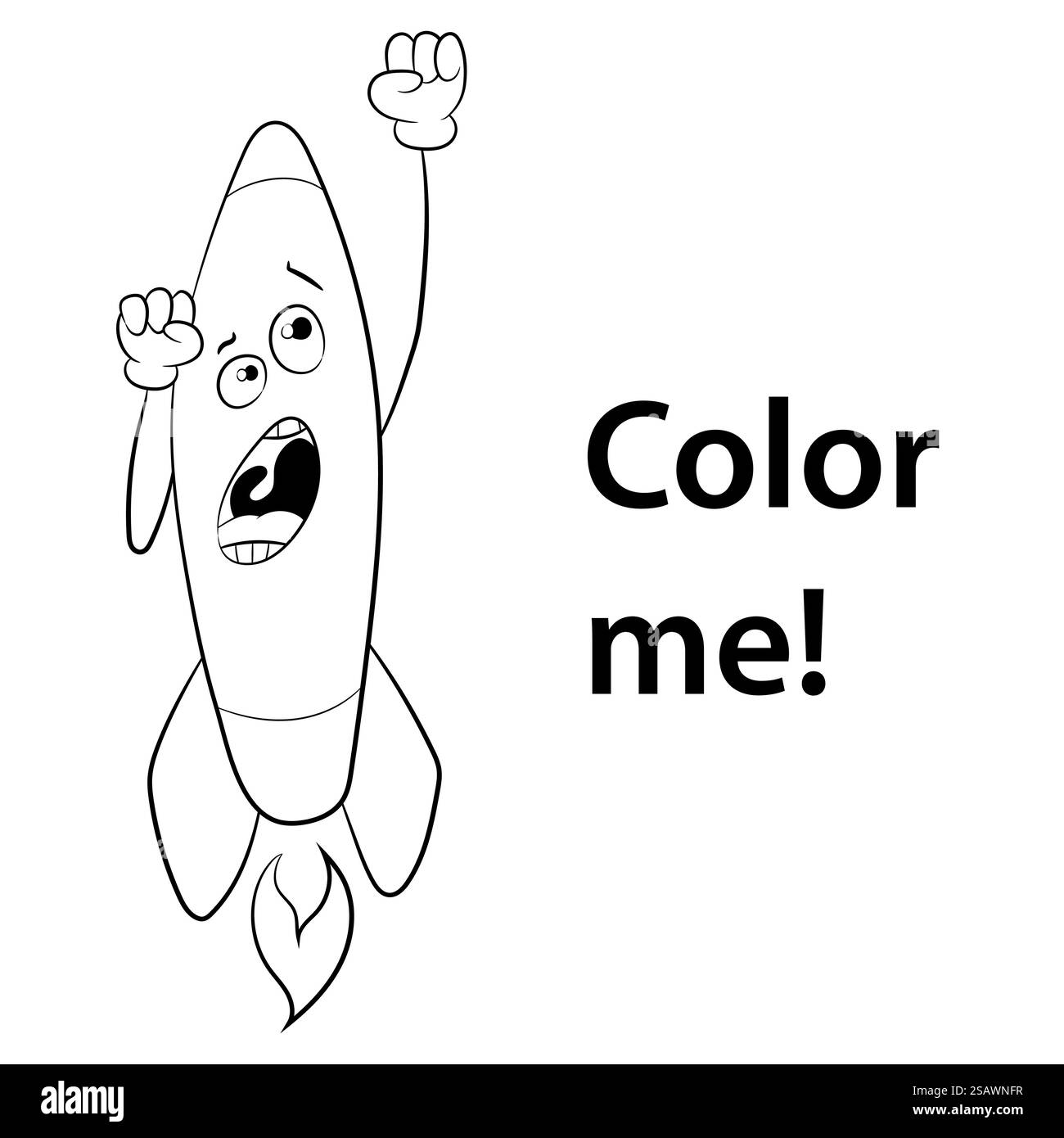 Modello di silhouette iniziale Rocket per libro da colorare. Illustrazione vettoriale. Modello di silhouette iniziale Rocket per libro da colorare Illustrazione Vettoriale