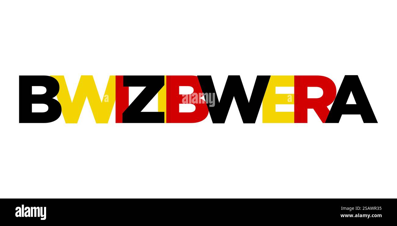 Bwizibwera nell'emblema Uganda per la stampa e il web. Il design presenta uno stile geometrico, un'illustrazione vettoriale con caratteri tipografici in grassetto in caratteri moderni. Slogan grafico isolato su sfondo bianco. Illustrazione Vettoriale