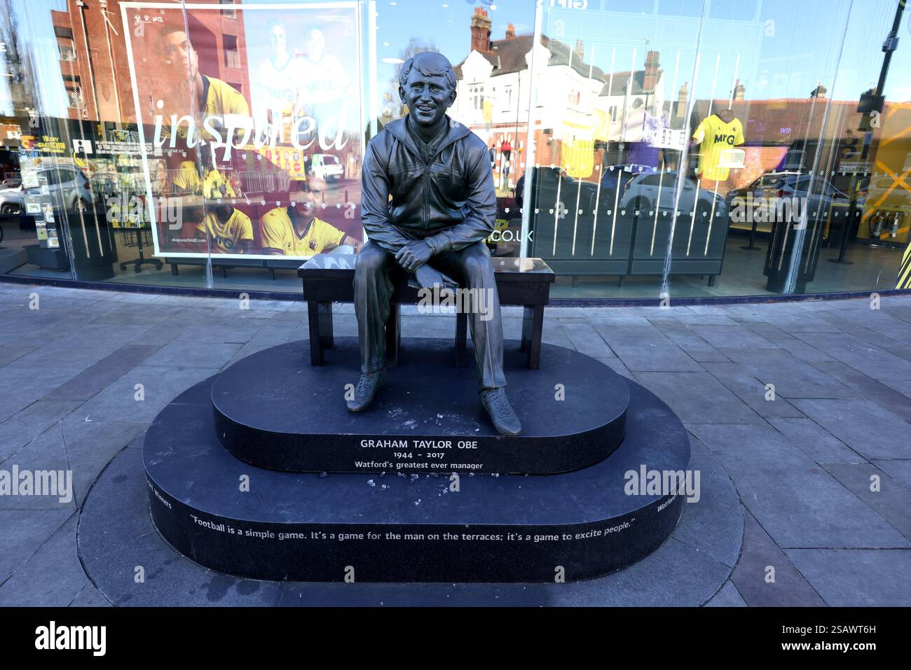 Vedute generali del Watford Football Club, Watford, Hertfordshire, Regno Unito. Foto Stock