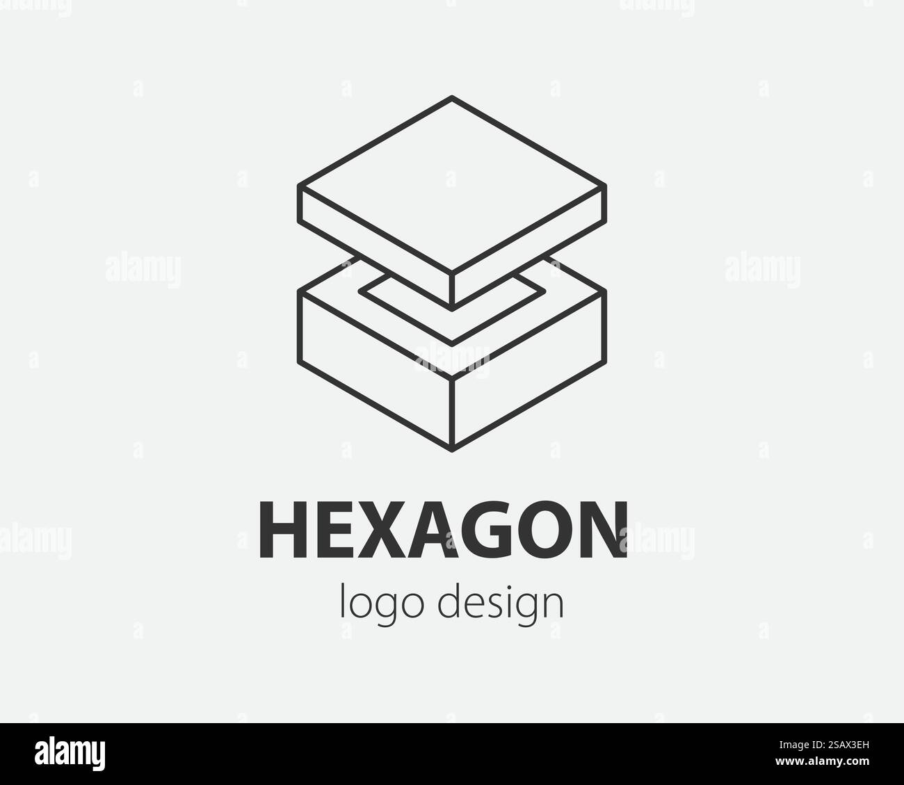 Block Logo design astratto tecnologia modello vettoriale di comunicazione stile lineare. Icona concetto logotipo Internet di intelligence.. Design della linea del logo tecnologico. Logotipo per azienda digitale. Illustrazione Vettoriale