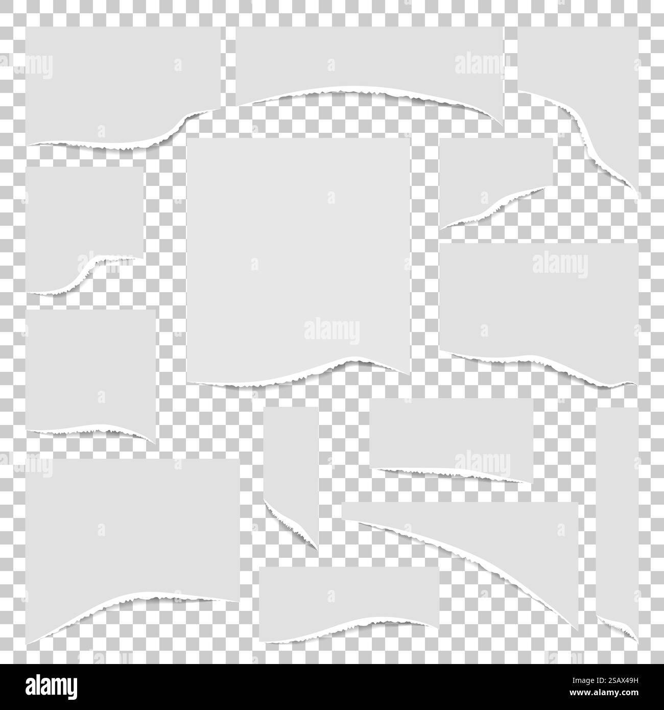 Set di carta con bordi strappati. Illustrazione vettoriale. Illustrazione Vettoriale