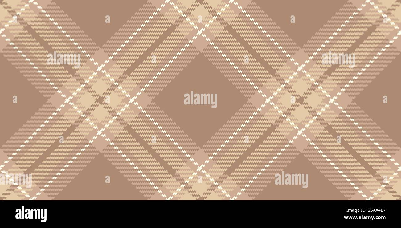 gli anni '70 controllano lo sfondo senza cuciture, tessuto vettoriale pastello. Motivo tartan in tessuto puro di colore chiaro e arancione. Illustrazione Vettoriale