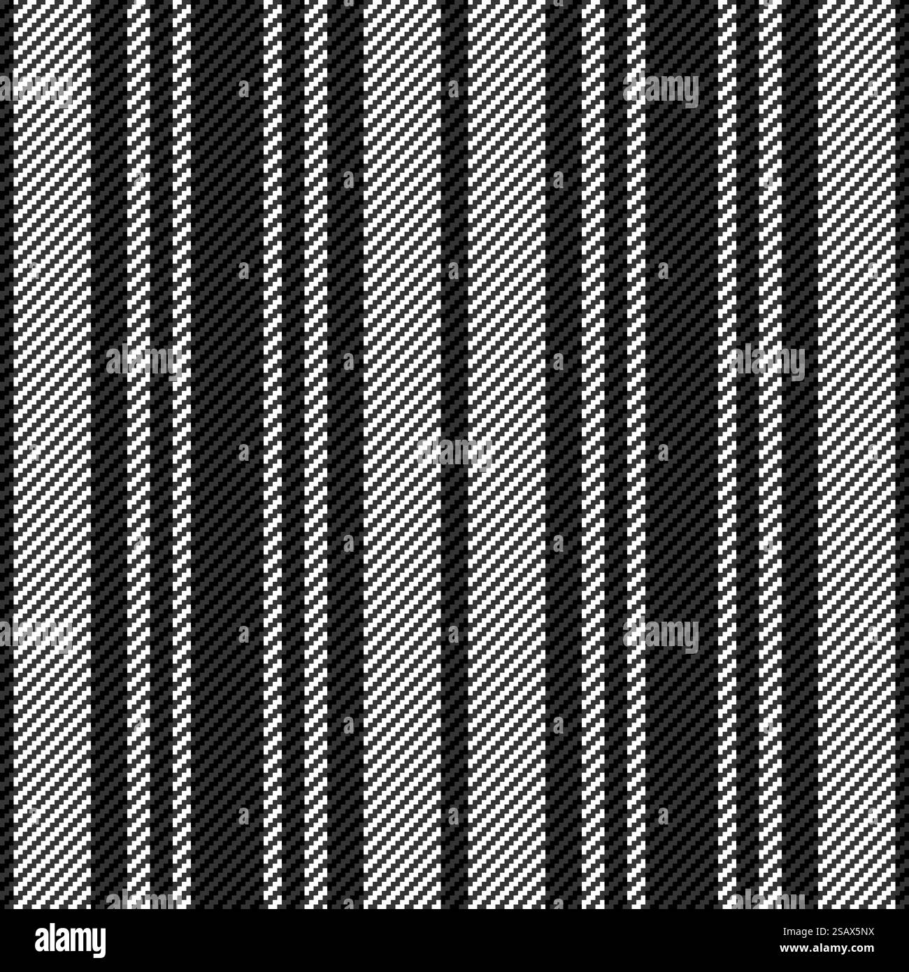Tessuto verticale senza cuciture di linee a strisce vettoriali con un tessuto di sfondo a trama in grigio e bianco. Illustrazione Vettoriale