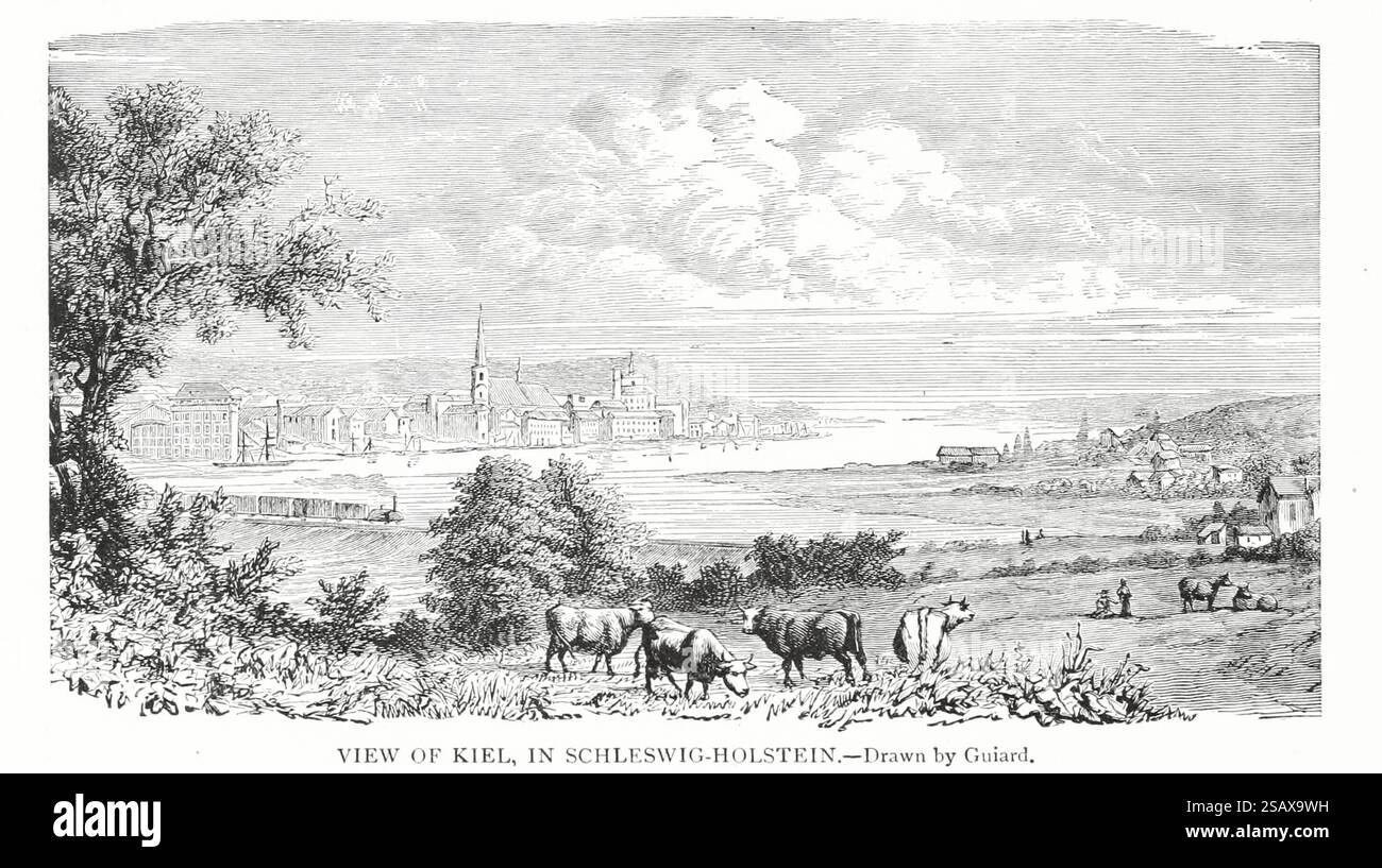 VISTA DI KIEL, NELLO SCHLESWIG-HOLSTEIN. Disegnato da Guiard i popoli teutonici dal volume 4 della storia universale di Ridpath: Un resoconto dell'origine, della condizione primitiva e dello sviluppo etnico delle grandi razze dell'umanità, e dei principali eventi nell'evoluzione e nel progresso della vita civile tra uomini e nazioni, da fonti recenti e autentiche con un'indagine preliminare sul tempo, il luogo e le modalità dell'inizio di Ridpath, John Clark, 1840-1900 pubblicato nel 1897 Foto Stock