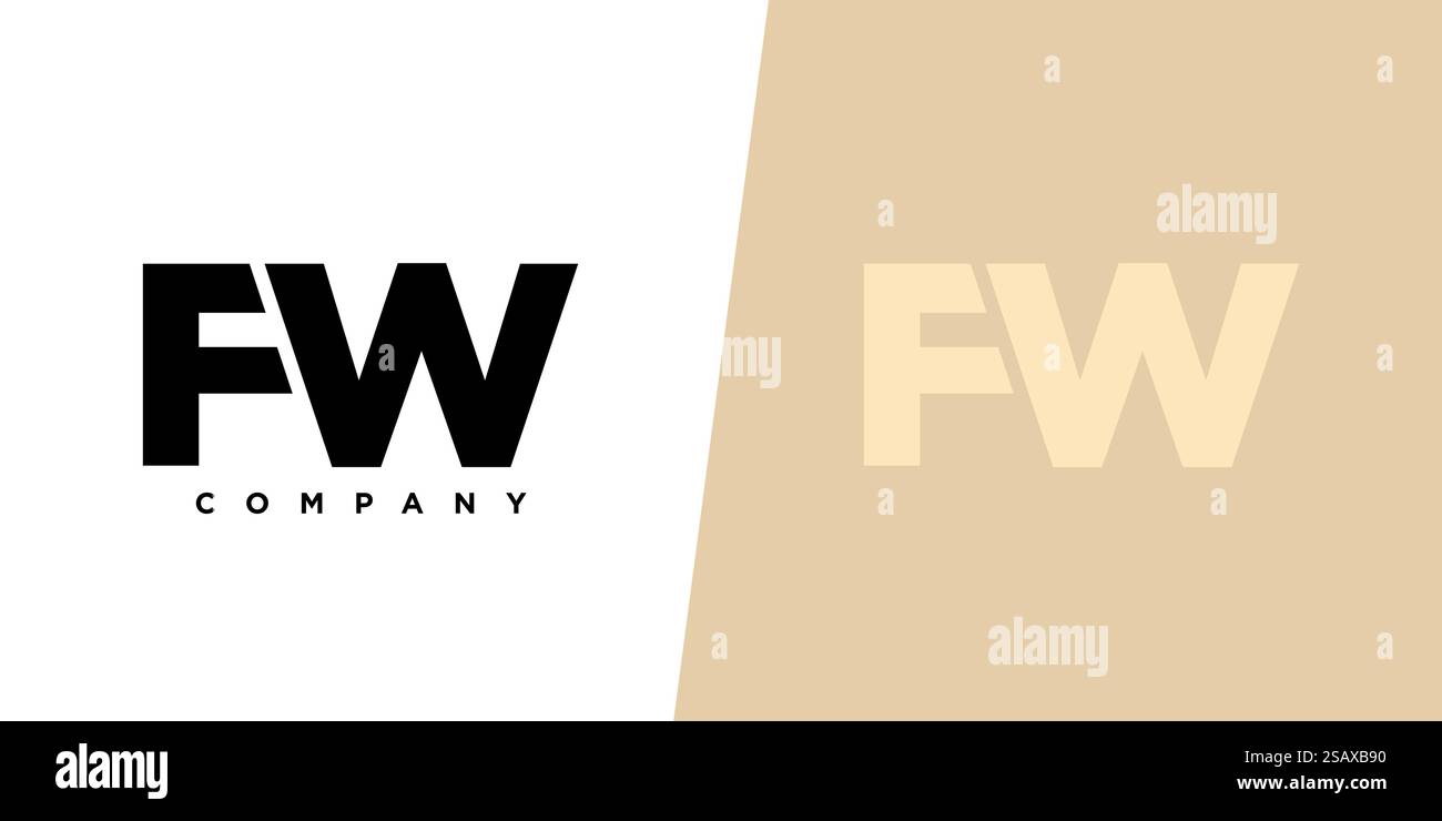 Modello di design Letter F e W alla moda, logo FW. Logotipo minimo basato su un monogramma iniziale per l'identità dell'azienda. Illustrazione Vettoriale